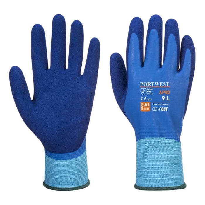 Gants de travail étanches milieu humide enduction nitrile, protection anti-eau