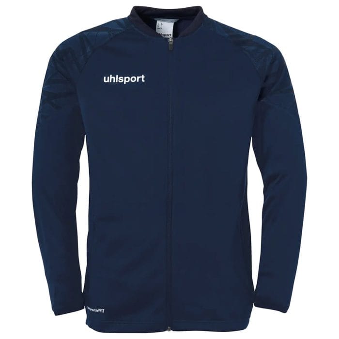 Veste de training homme pro noire et blanche, fermeture éclair intégrale, idéale pour les clubs sportifs.