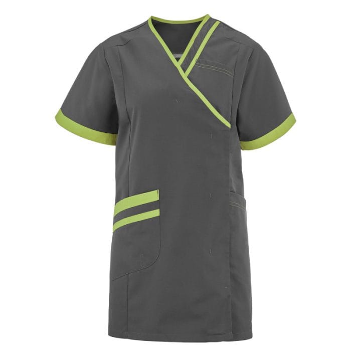 Tunique de travail courte pour femme modèle LILEE de la marque Lafont, coloris uni avec col officier.