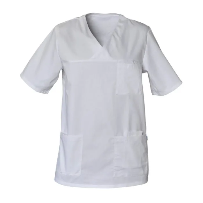 Tunique médicale pour homme modèle JULES de la marque SNV, coupe à enfiler avec col en V et manches courtes.