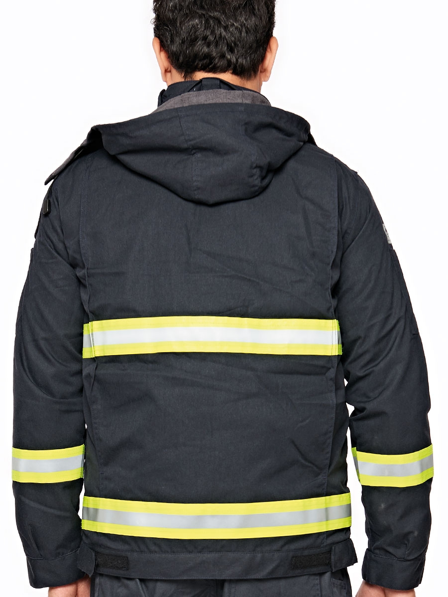 Parka de sécurité ignifugée avec bandes réfléchissantes pour professionnels à Casablanca, Maroc.