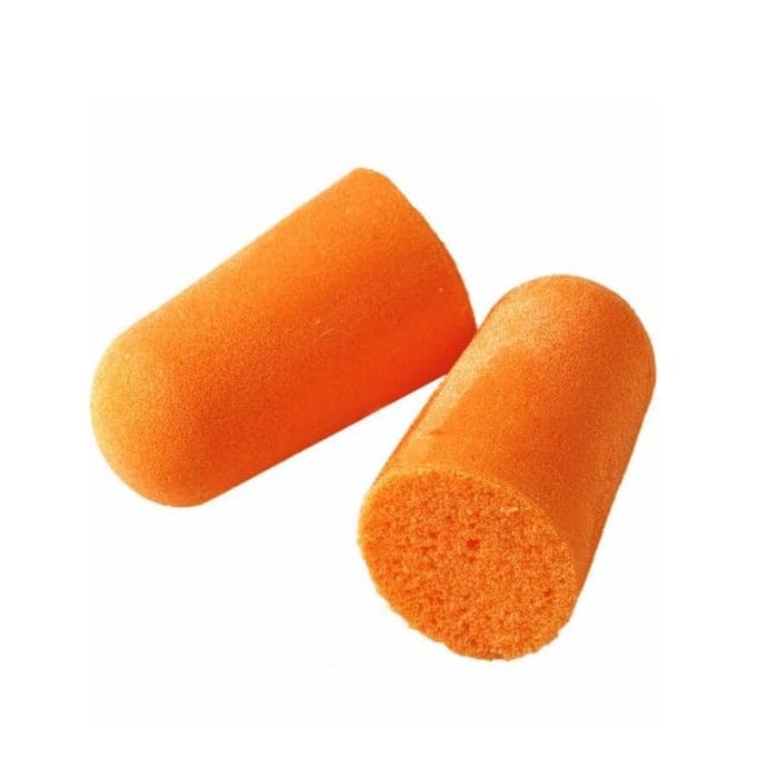 Paire de bouchons d'oreilles jetables en mousse orange 3M 1100 pour protection auditive Merlin Textile