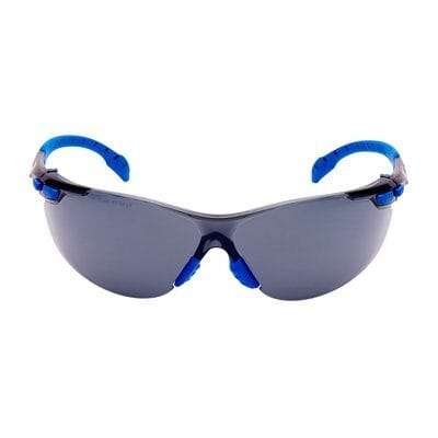 Lunettes de protection sportives fumées avec branches et plaquettes nasales bleues pour travail en extérieur Merlin Textile