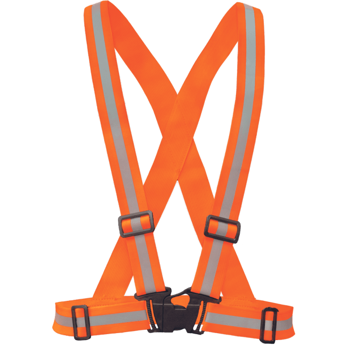 Harnais réfléchissant élastique haute visibilité orange pour vêtement de travail"